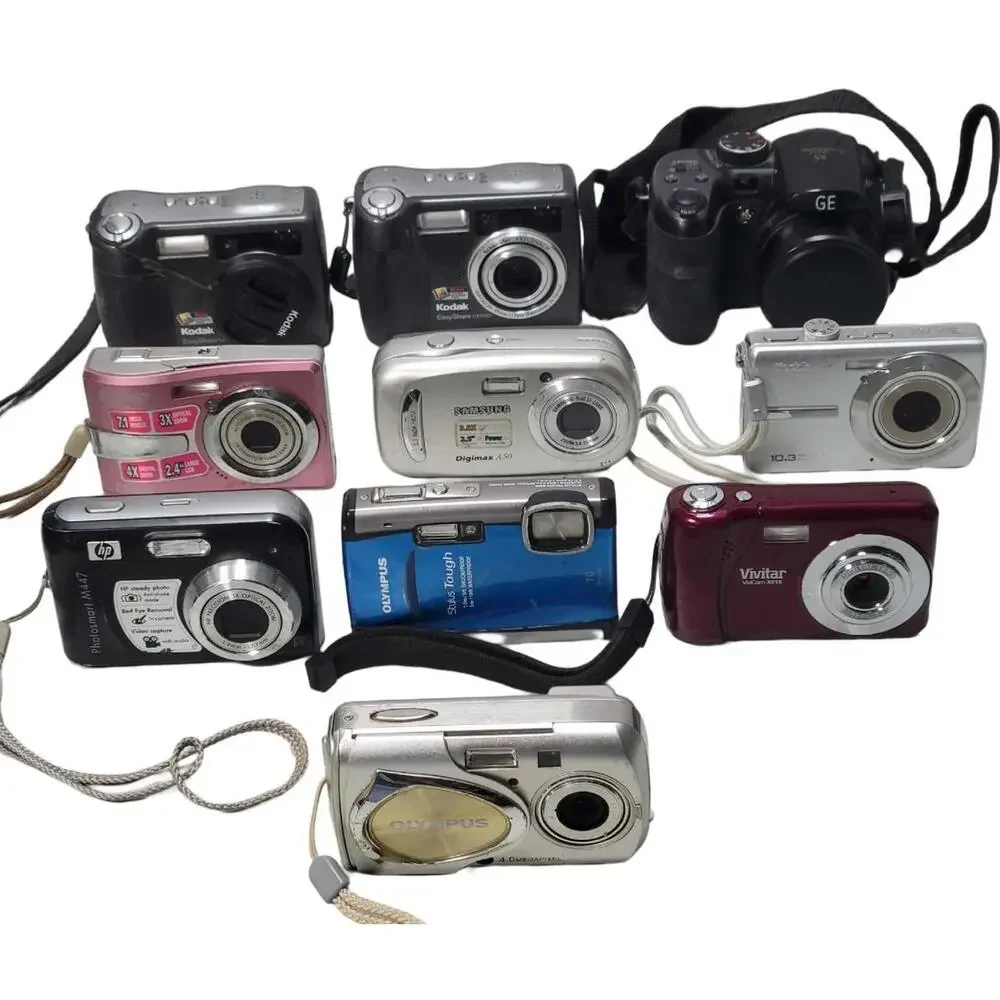 Lof Of 10 Digital Cameras For Parts Or Repair Only Kodak Olympus HP GE Sanyo